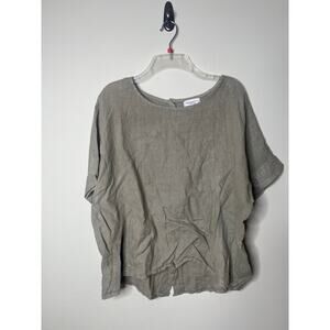 Splendid Iris Green Linen Blouse One Size